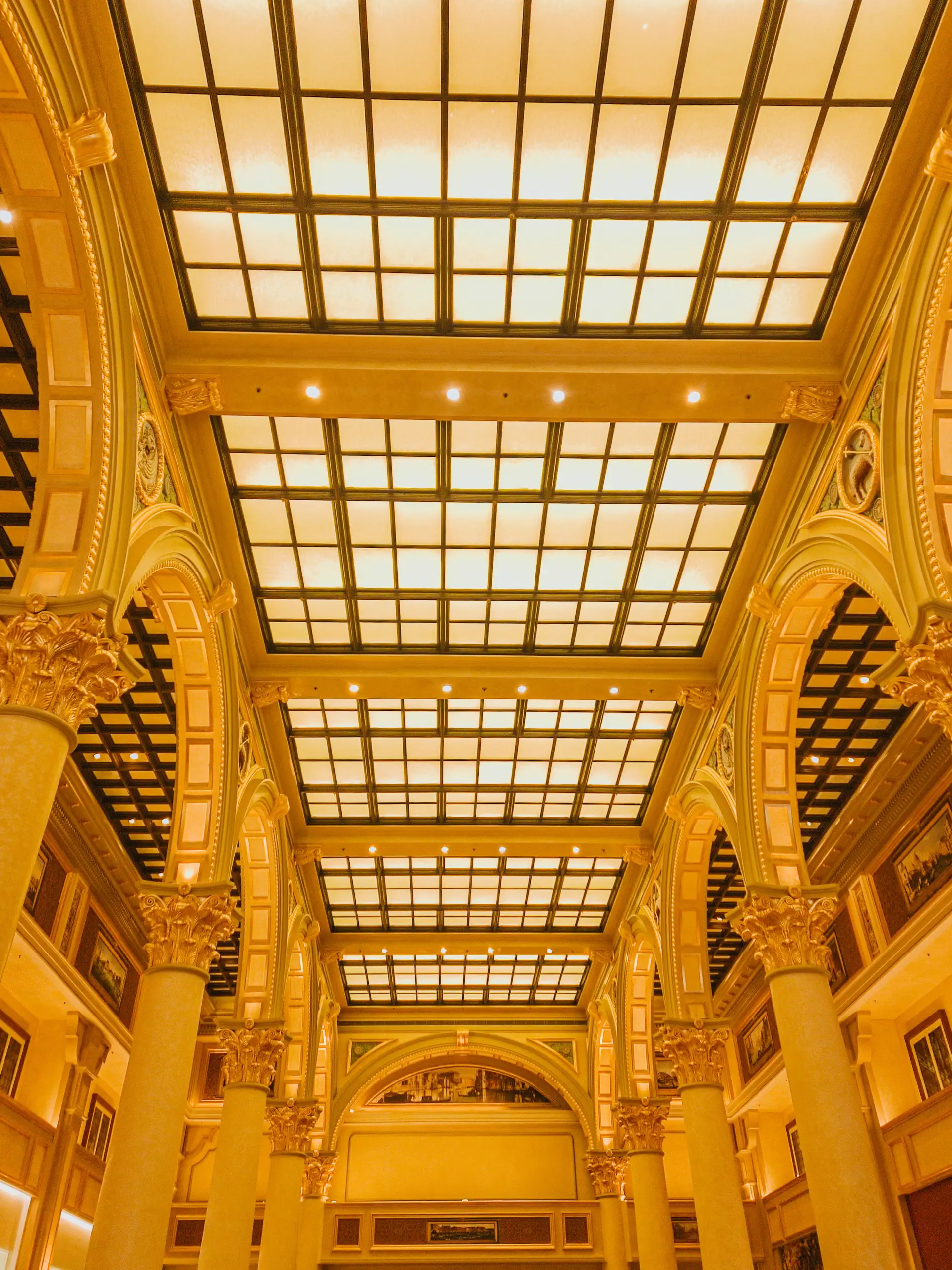 Grand architectural details of the hotel entrance