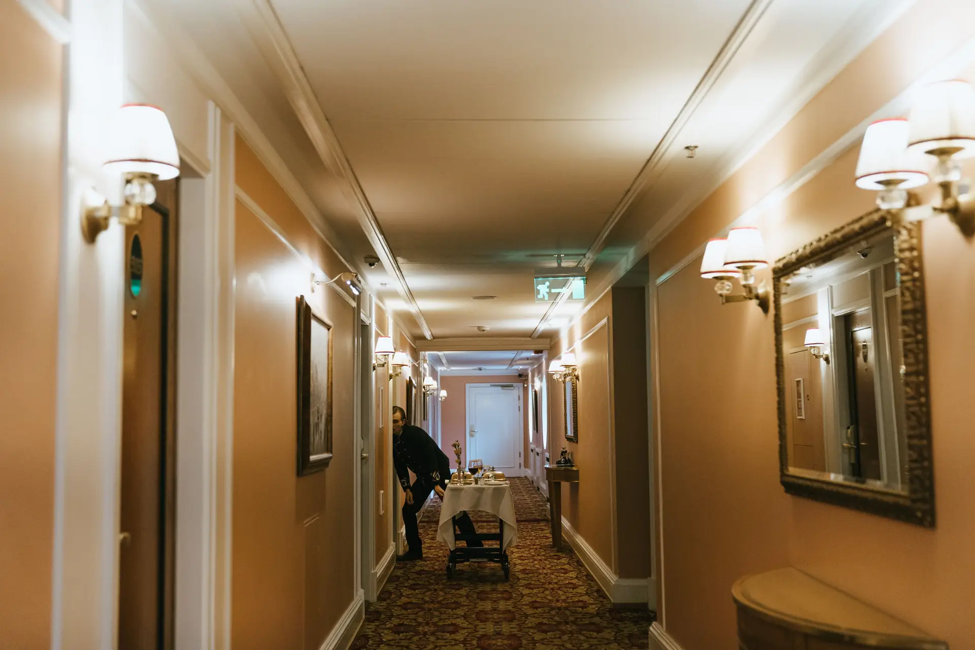 Luxurious corridor leading directly toward the casino floor